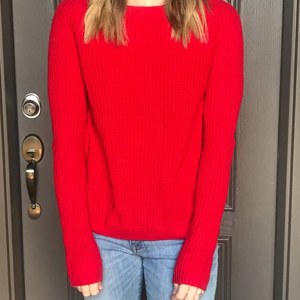 Red knit sweater